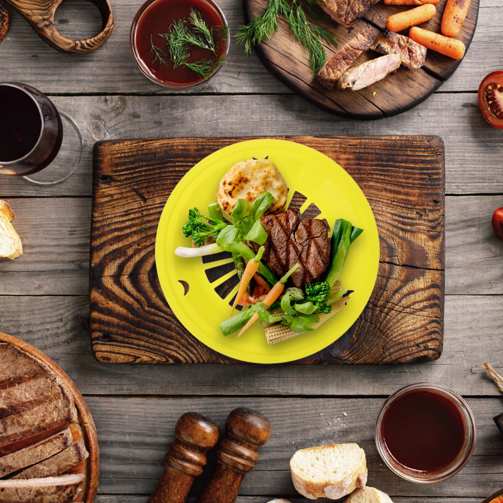 

12Pcs Reusable Plastic Dinner Plates Hollow Grill Plate Bbq Tray Outdoor Party Picnic Supplies Bbq Paper Plate Holder