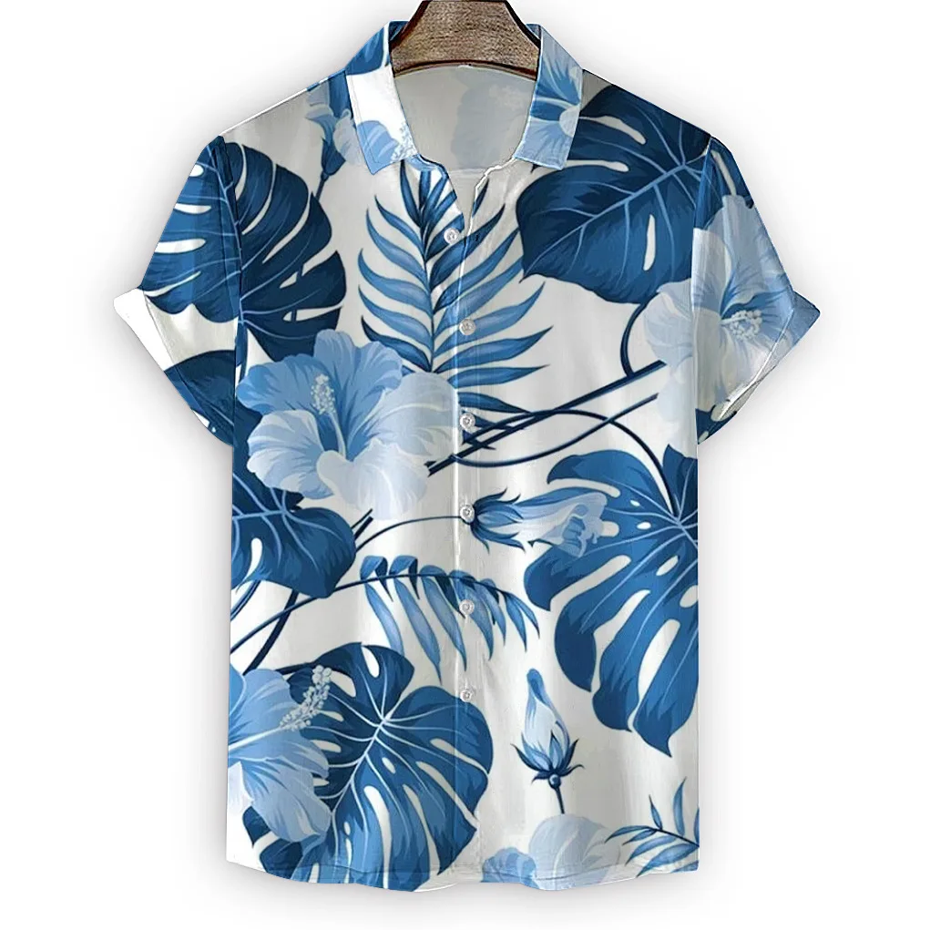 

Europe and the United States New Large Size Men's Casual Shirt Hawaii Plant 3D Printed Short-sleeved Shirt