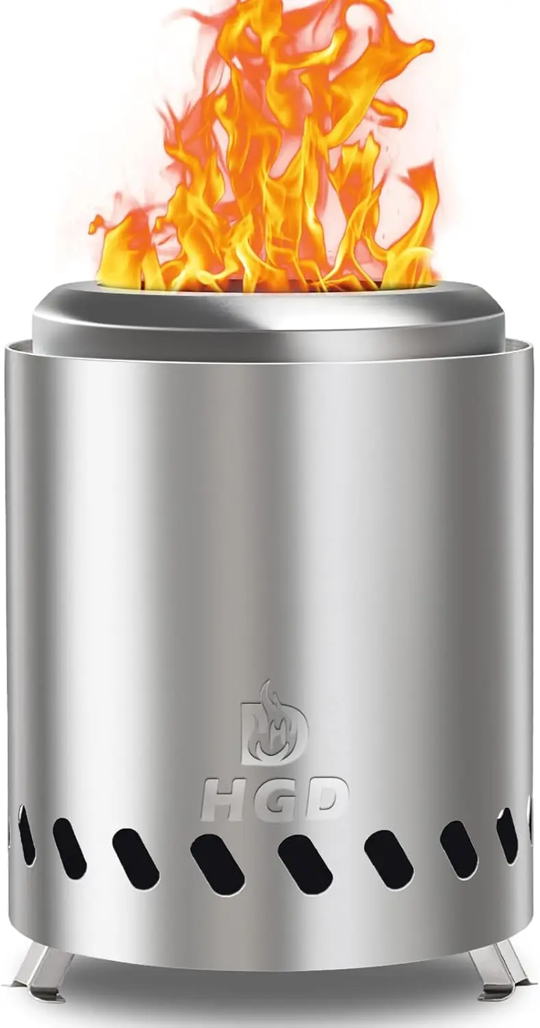 

Портативный бездымный очаг для кемпинга, двора, патио, сада, пикника с сумкой для переноски, серебристый