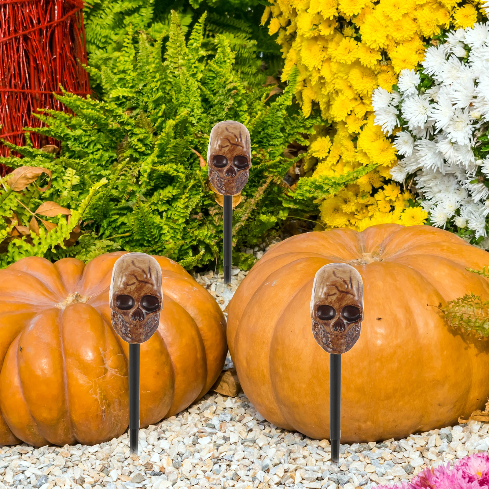 

5pcs Skull Lamp Accessories Abs Halloween Outdoor Decoration Garden Grave Light Stake Parts Horror Party Favors