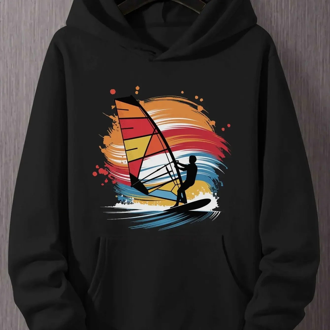 Men Casual Pullover Hoodie Windsurfing Extreme Water Sports Fashion Streetwear Sweatshirt