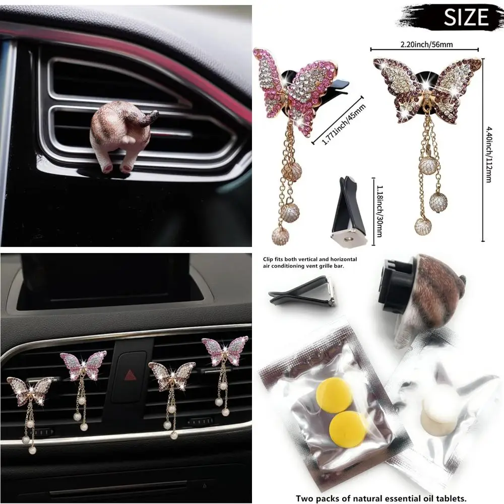 

funny cat butt car air vent decoration and clip with air freshener natural scent tablet and refill, car aromatherapy accessories