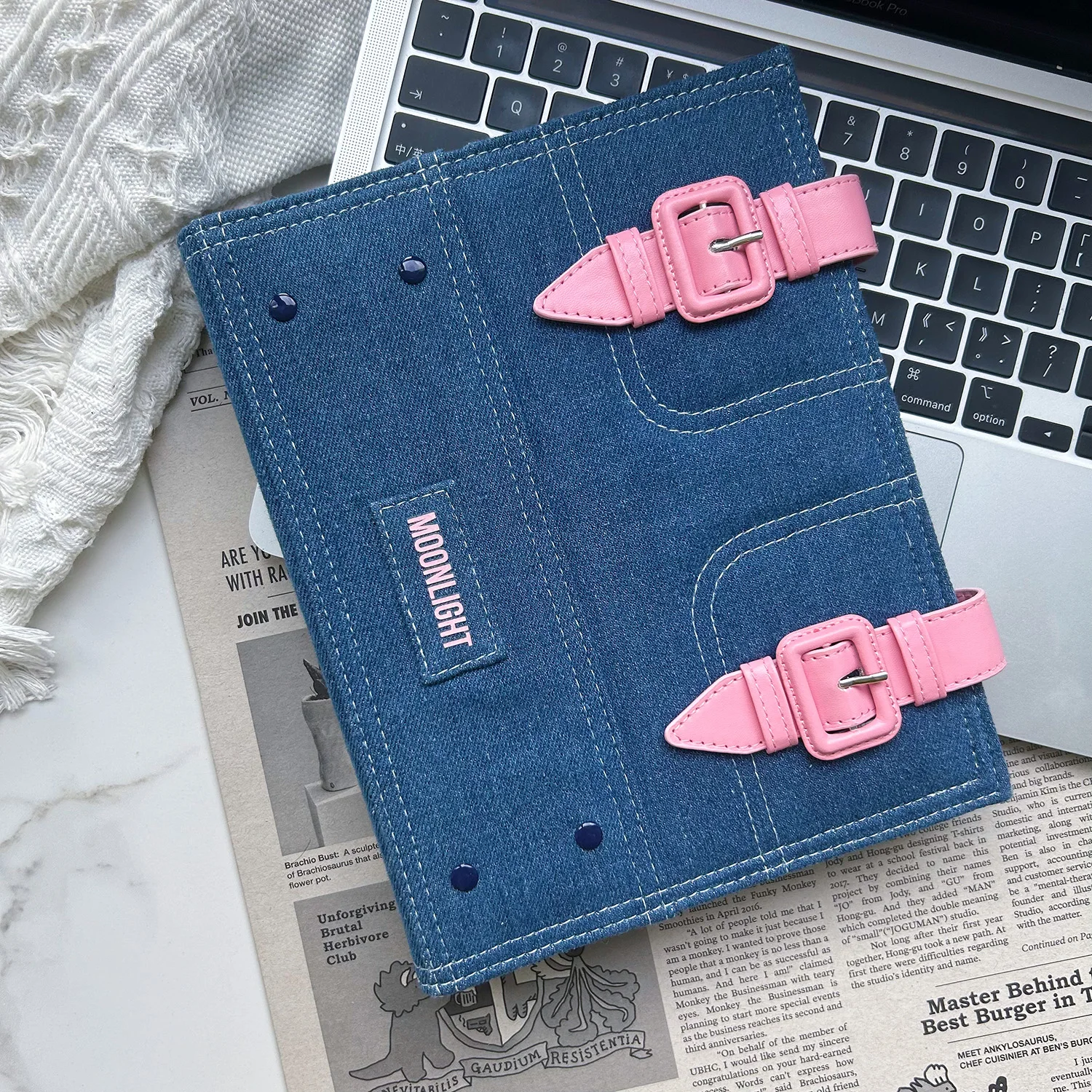 Jeans A5 Binder Pink Button Photocard Holder Kpop Kawaii Notebook Idol Photo Album 3inch Photocards Collect Book