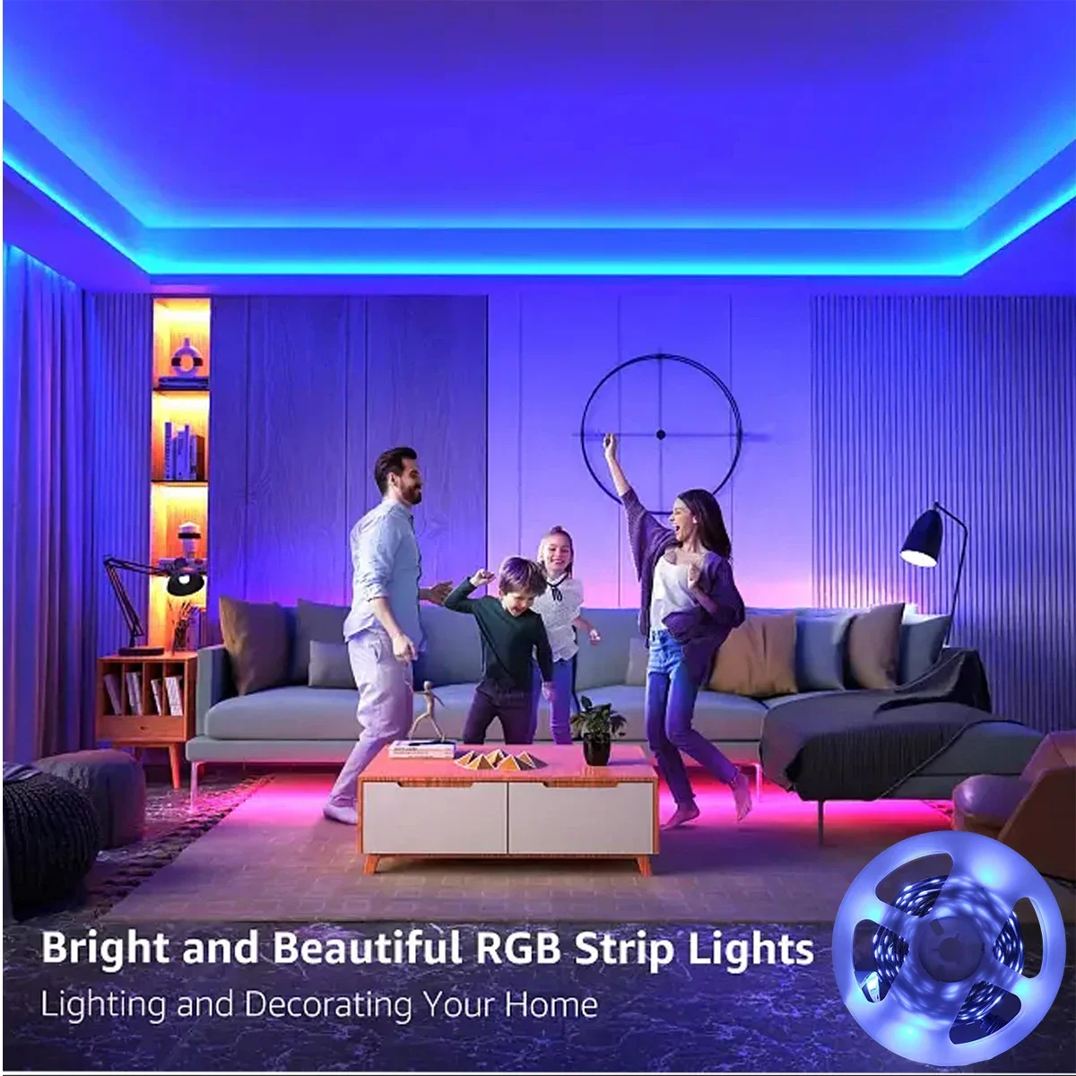 휴일용 RGB LED 스트립, 홈 데코, SMD5050 RGB, 5M 롤, 30LED/M, 12V, 24 키 리모컨, IP20, IP65, 16 색