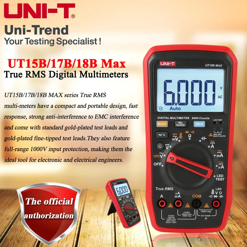 

UNI-T UT15B Max/UT17B Max/UT18B Max Full function false detection protection True RMS Digital Multimeters/VFD Low pass filtering