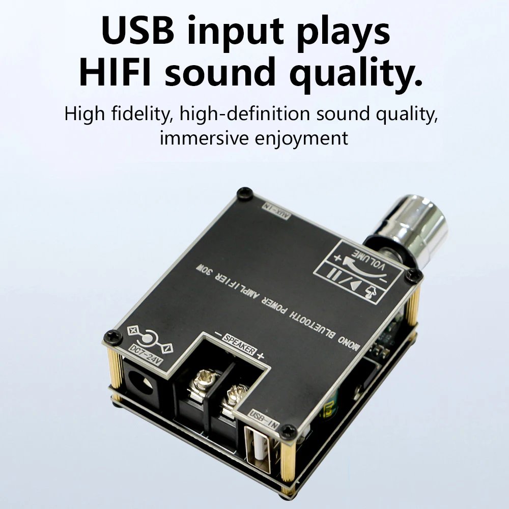 ZK-301B 30W Mono Bluetooth 5.3 Amplifier Board Input AUX/USB/UDisk TWS Stereo Sound Card Audio AMP Module