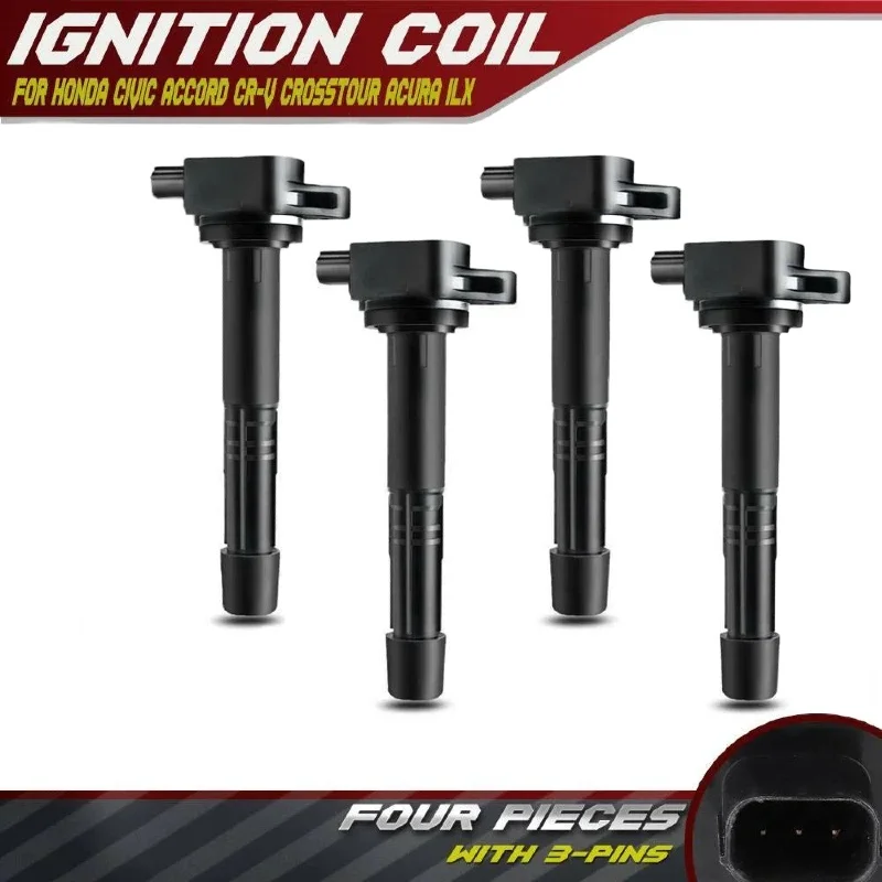

4PCS Ignition Coil for Honda Civic Accord CR-V Crosstour Acura L4 2.4L 30520R40007, 30520-R40-007, UF-602, UF602