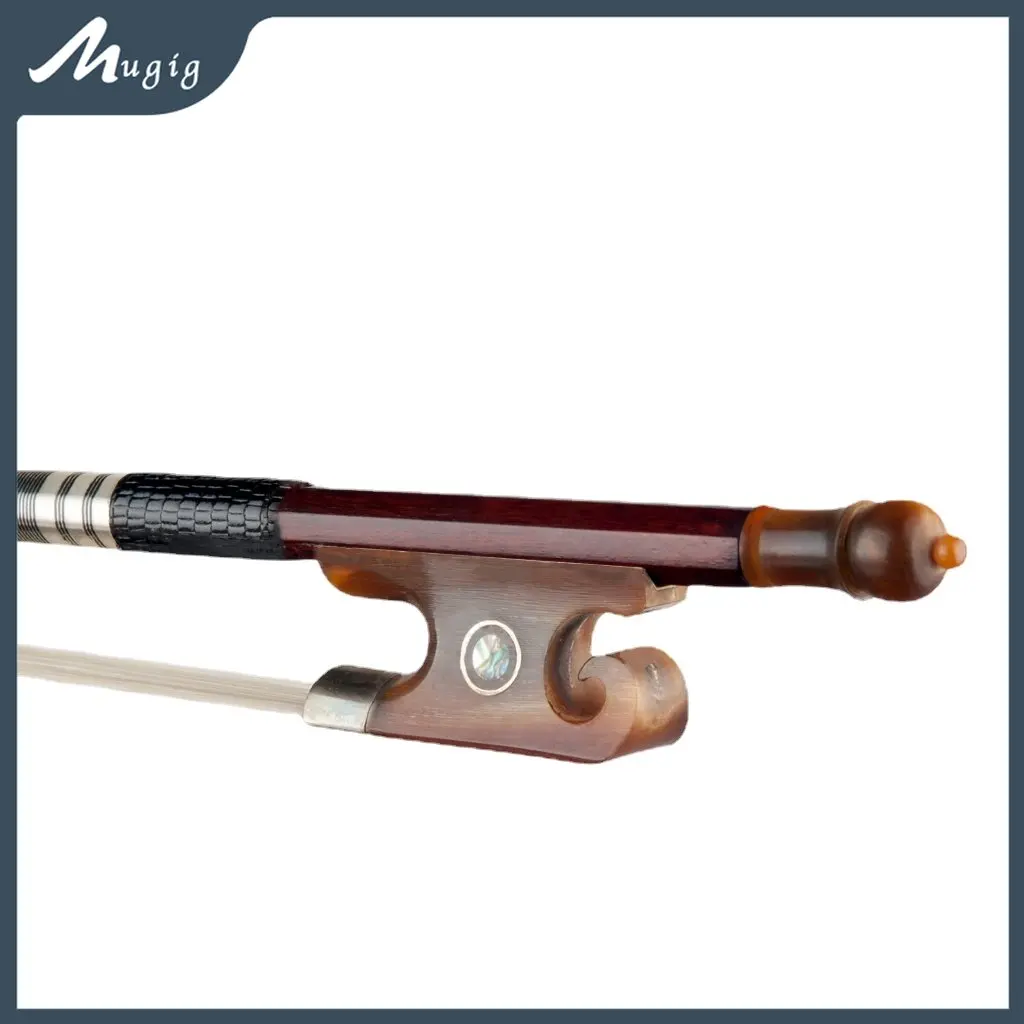 

Mugig Pernambuco 4/4 смычок для скрипки, круглая палочка OX, лягушка, настоящая Монголия, конский волос, ящерица, ручка для кожи, лук, хороший баланс