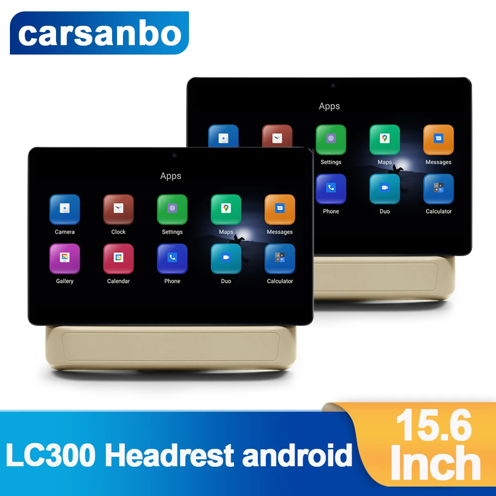 Carsanbo OEM 15.6 Inch Headrest monitor Android 11 Auto For LAND CRUISER LC300  car radio Rear seat Multimedia TV Tablet 3G+32G