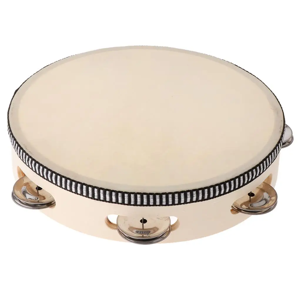 8 Inch Wooden Musical Tambourine Percussion Instrument Hand Drum