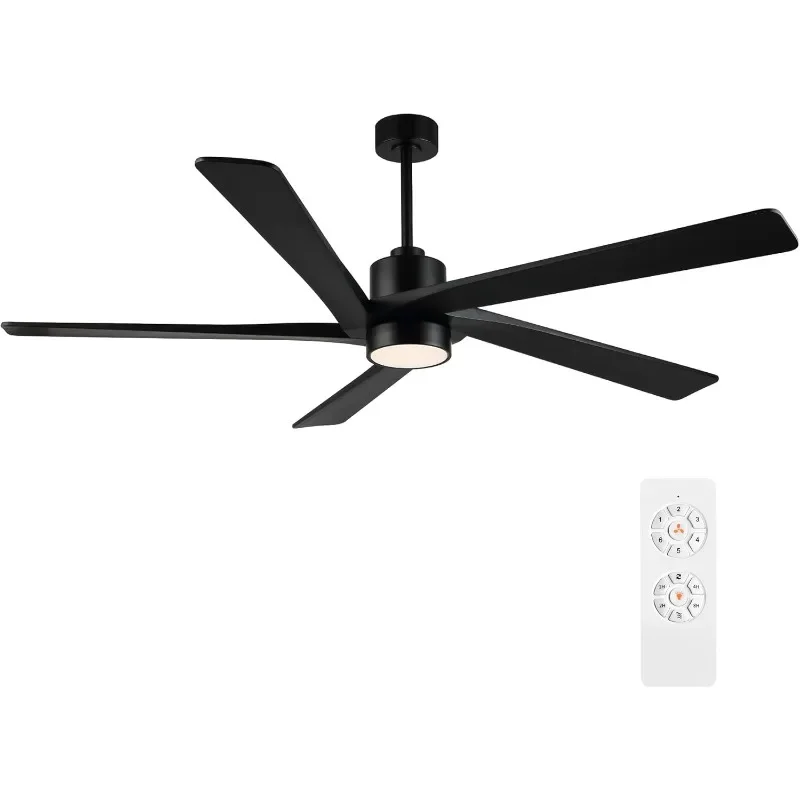 

Ceiling Fan with Lights and Downrods, Reversible Carved Wood Blades,Speed Noiseless Motor, Modern