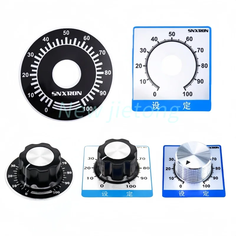 1Set MF-A103 JN33 Aluminum Alloy Bakelite Knob Dial Knob With Scale Plate Scale Digital Potentiometer Caps 3590S RV24YN 6MM