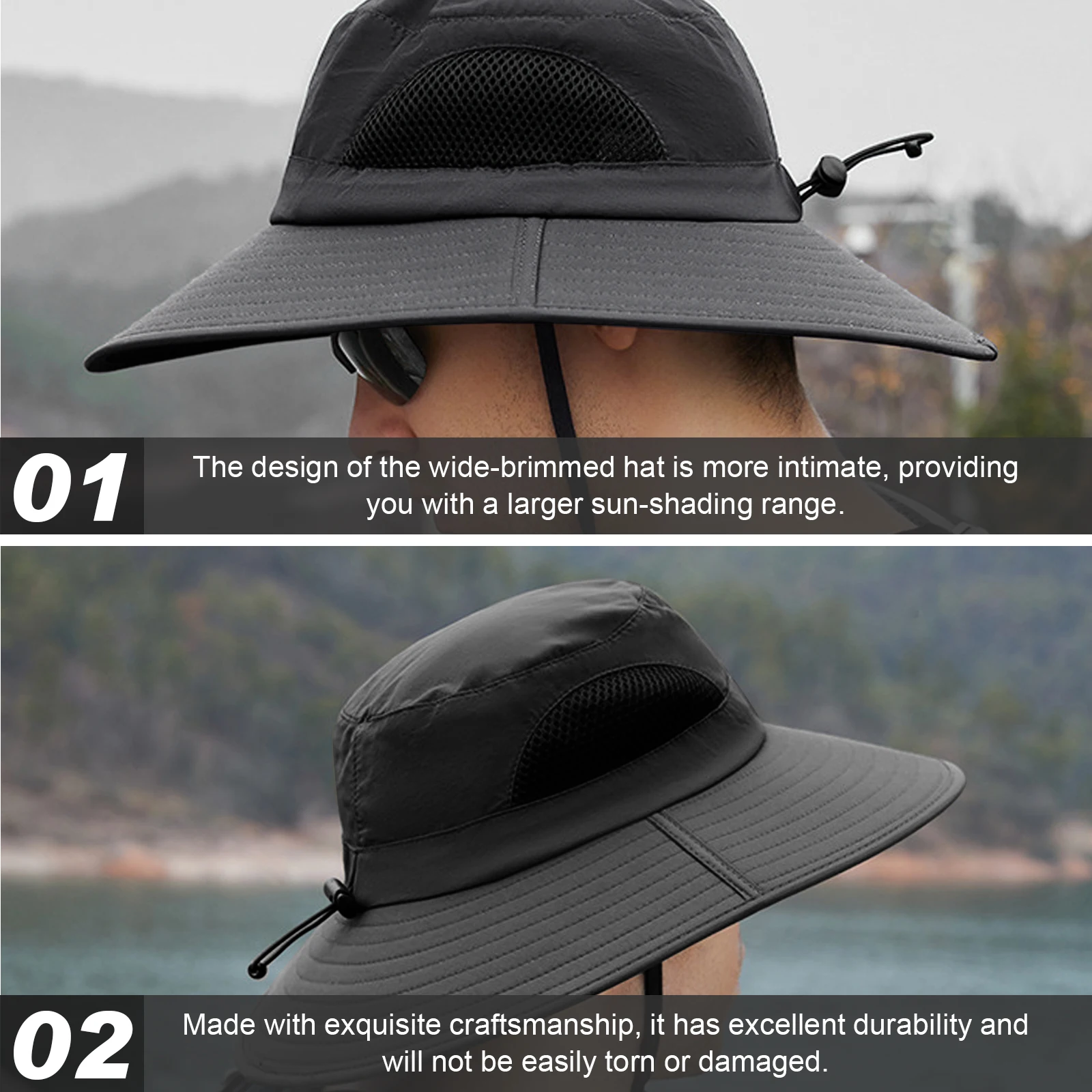 

Women Men Unisex Wide Brim Bucket Summer Outdoor Sunscreen Protection Durable Lightweight Beach Camping Travel Cool Sun Block