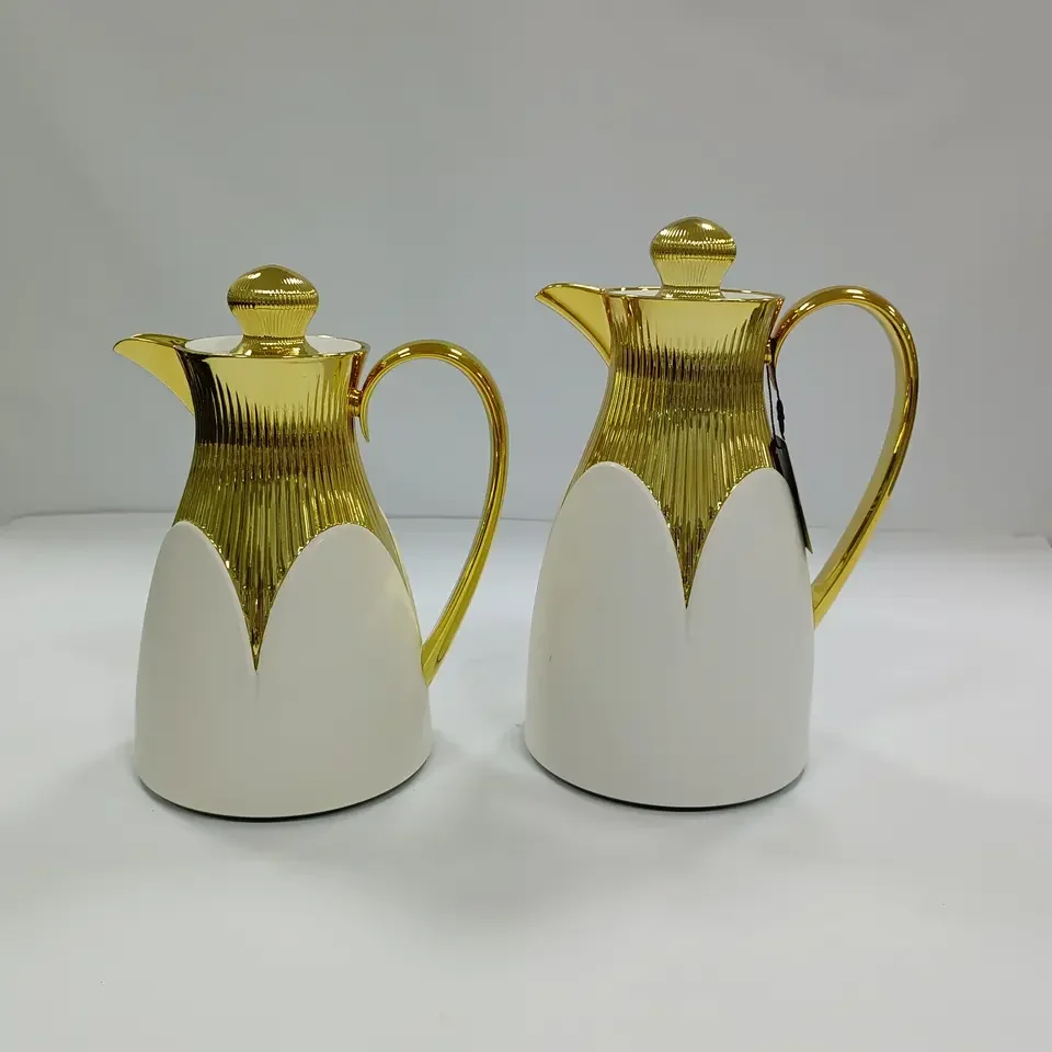 Gold Coating  Stainless Steel Teapot Set office 1L+0.7L luxury thermos vacuum flask coffee pot