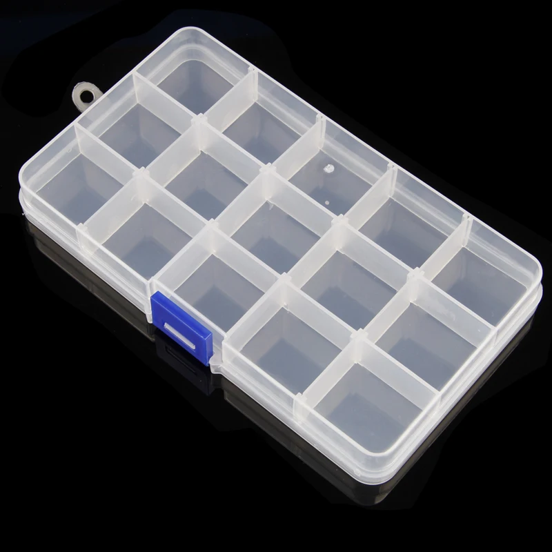 15 Grids Clear Plastic Jewelry Box Container with Removable Dividers HXBA