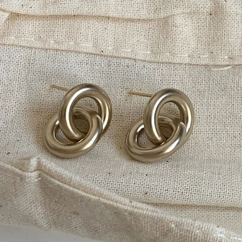 

Real 925 Sterling Silver Double Round Stud Earrings for Women Minimalist Fine Jewelry Trendy Geometric Accessories