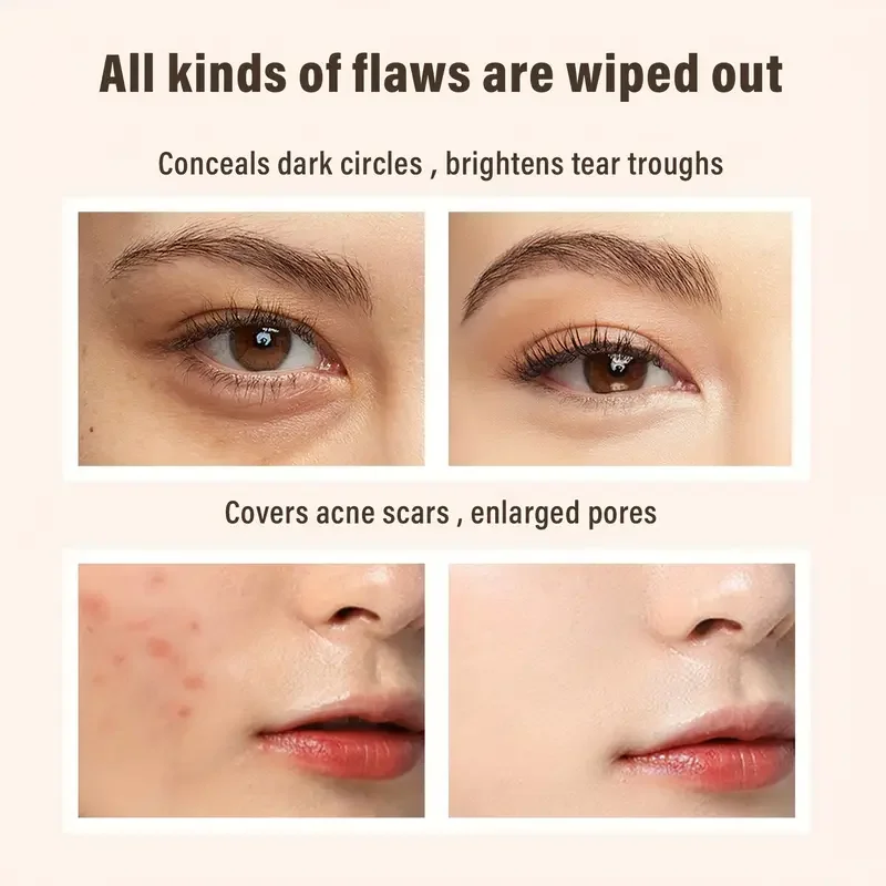 Marcador de duas cabeças para cobrir manchas faciais, à prova d'água e à prova de suor, brilho fosco, corretivo de base