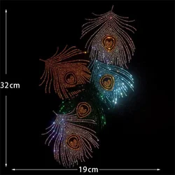 Fashion Peacock feathers rhinestone exquisite shiny large cloth paste hot diamond Sequin DIY clothes T-shirt ironing patch