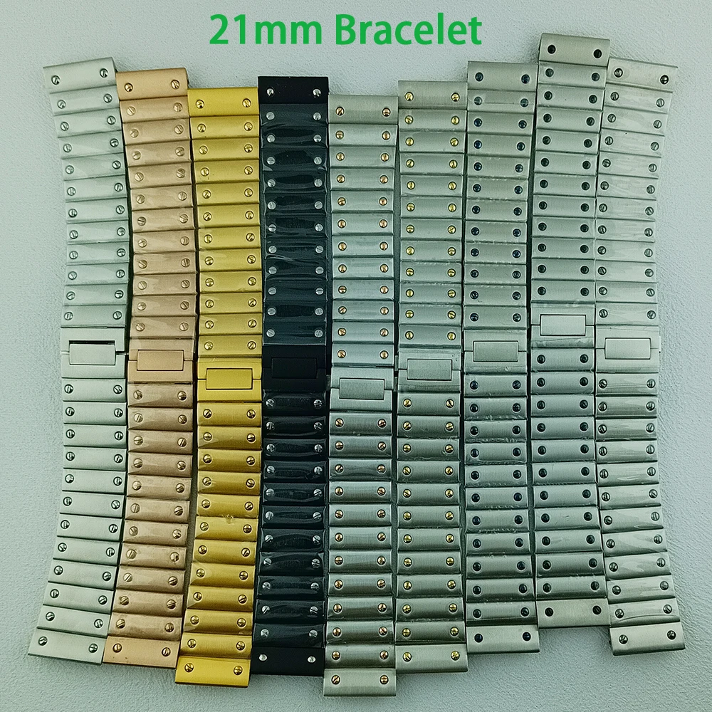 

21 мм браслет из нержавеющей стали квадратный корпус браслет складной браслет с пряжкой серебро/розовое золото/золото браслет аксессуары для часов