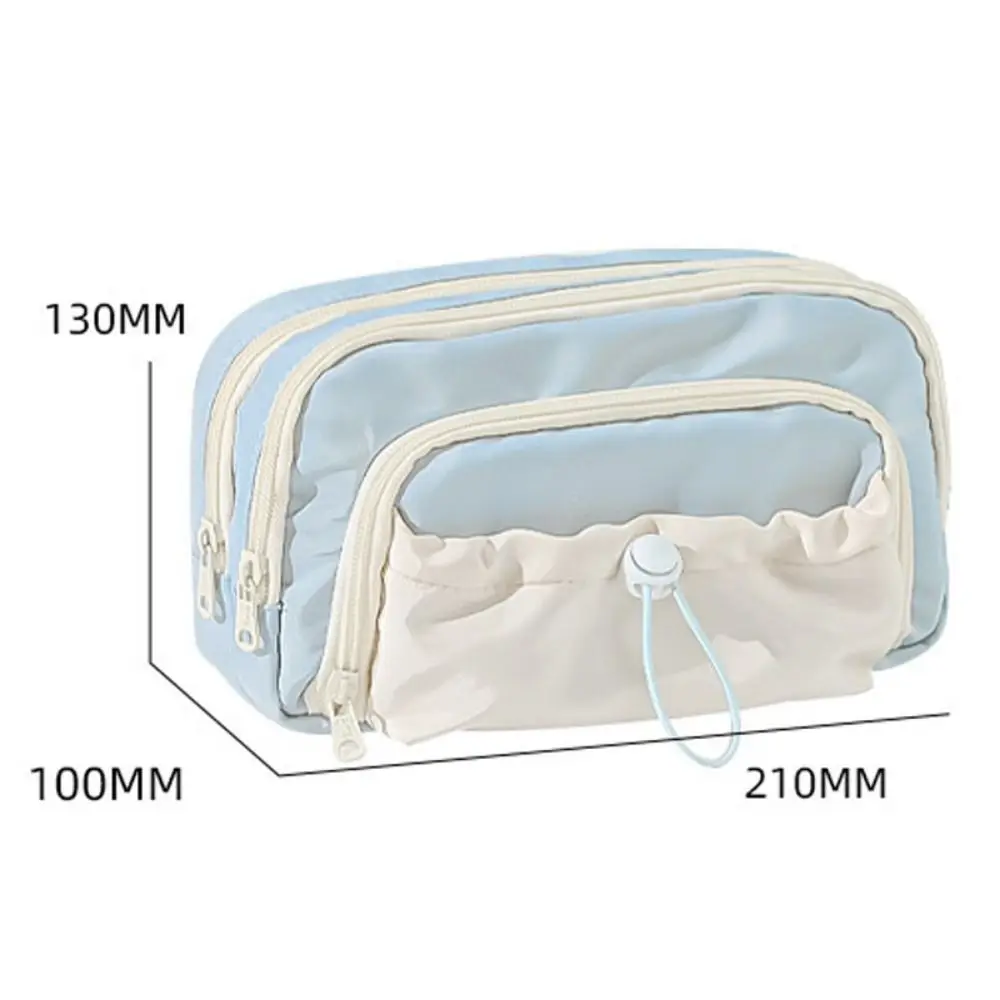 Large Capacity Pen Bag Multifunctional Five-Layer Zipper Pen Storage Bag Drawstring Stationery Organizer Student