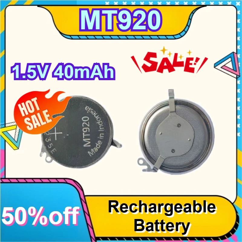 

30235MY MT920 1.5V 40mAh Two Pins Watch Movement Parts Eco-Drive Battery Solar Rechargeable Battery