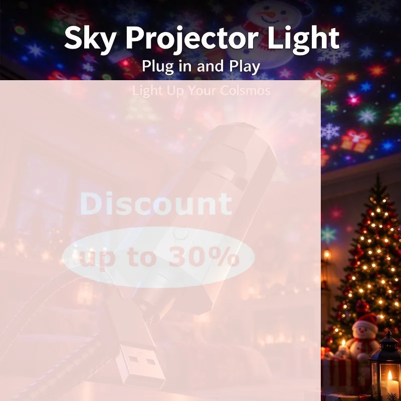[Multifunctional LED Christmas Projection Light 4/8 Patterns 360° Adjust for Holiday Room Decor]