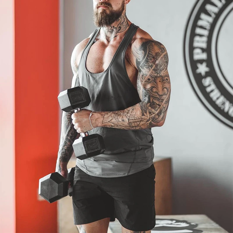Fashionable Slim Sleeveless Mens Tank Tops Spring Summer Casual Elastic Breathable Quick-dry Vest For Men Gyms Sports Camisoles