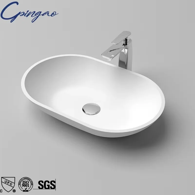 Solid Surface Bathroom Floating Sink Wall Hung Vanity Marble Cabinet Basin