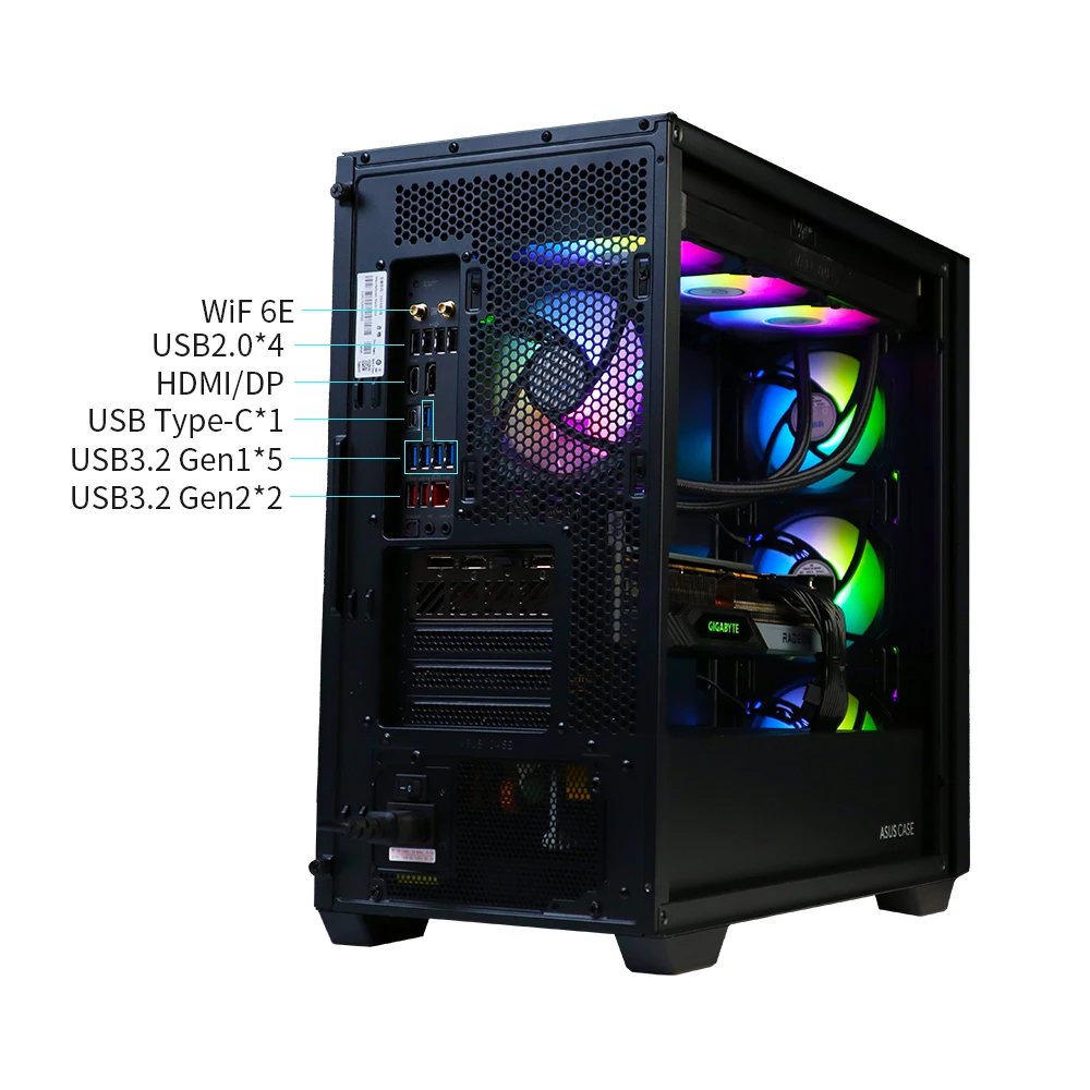 YEAH MAGIC Gaming Desktop PC AMD R7 7800X3D 7800XT DDR5 6000MHz 32G 1TB M.2 SSD Windows 11 Home 850W PSU Office Business WIFI