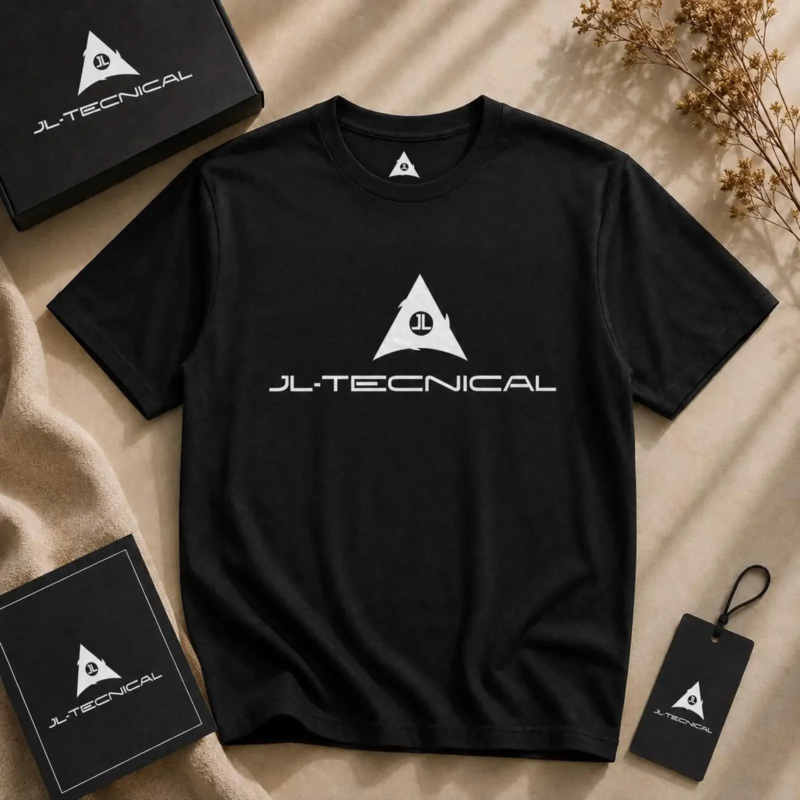 J Technical Triangle Logo T Shirt Minimal Tech  vintage Washed Slightly Casual Unisex Comfortable Breathable homme Stretched