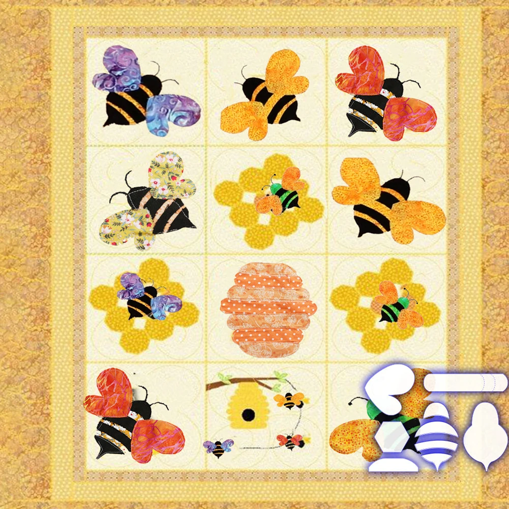 Lovely Little-Bee Board Collection Quilting Template Set Lightweight Portable Patchworks Ruler Sewing Accessories