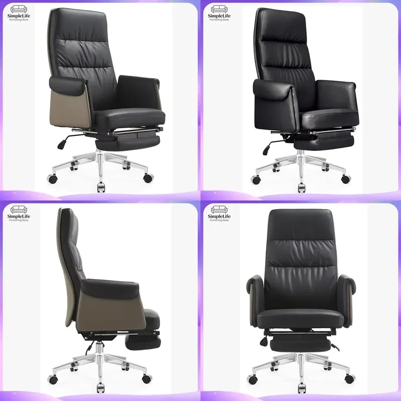 Ergonomic Office Chair High Back PU Leather Executive Swivel Computer Desk Chair Adjustable Lumbar Support Modern Home Gaming