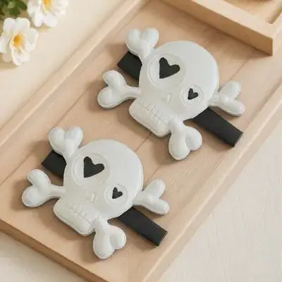 2 قطعة مشبك شعر على شكل جمجمة على شكل فاسق دبابيس شعر للهالوين إكسسوارات تنكرية للحفلات التنكرية دبوس شعر على شكل جمجمة