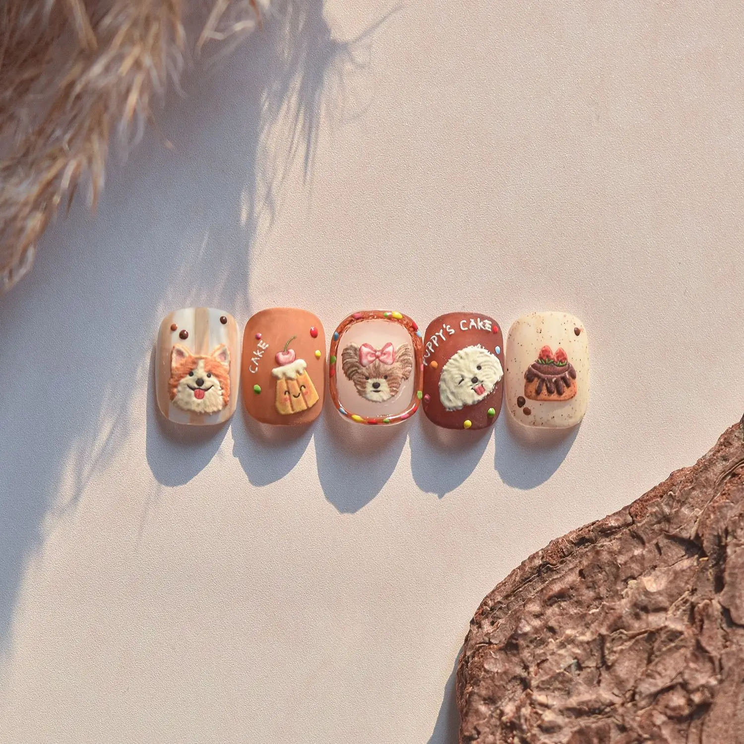 1Pcs Kawaii Cartoon Cute Dog Print Animal Nail Sticker 5D Embossed Reliefs Nail Art Stickers Manicure Decorations Tool Decal DIY