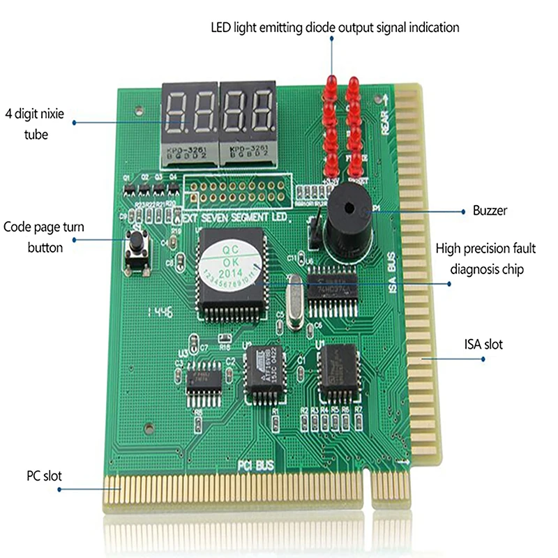 AK PCI & ISA Motherboard Tester Diagnostics Display 4-Digit PC Computer Mother Board Debug Post Card Analyzer