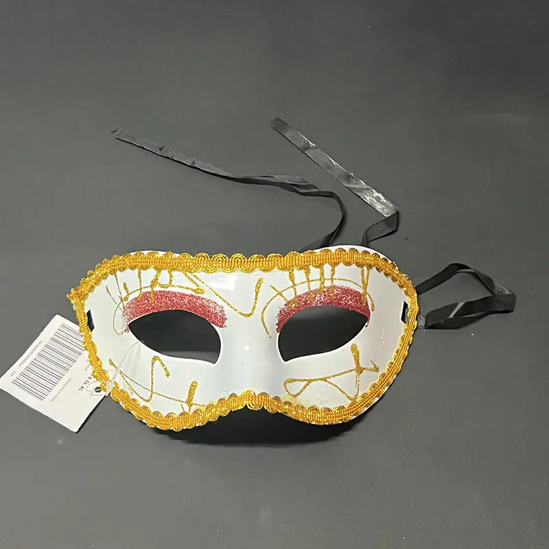Masques de Mardi Gras plaqués or brillant pour hommes et femmes, accessoires de mariage Tim, costume de carnaval, cosplay de fête, accessoires de Noël, blanc