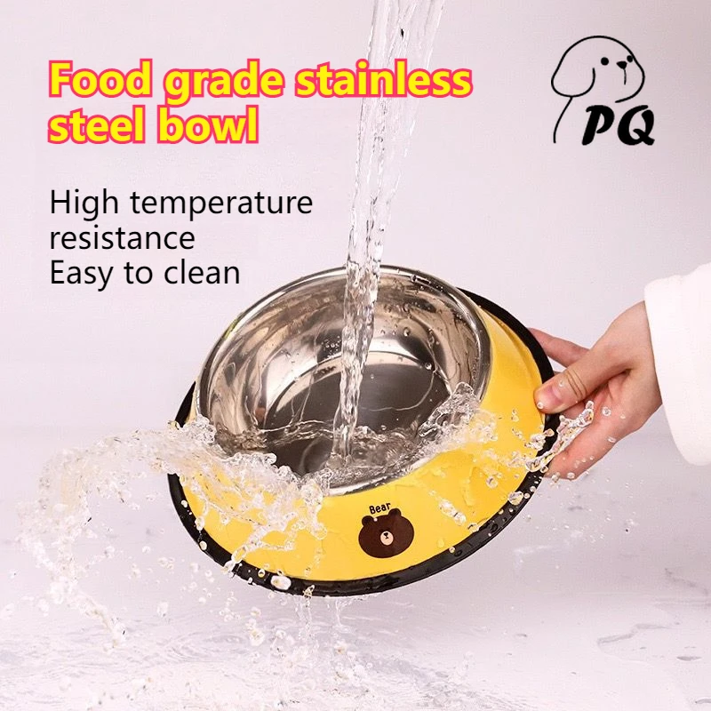 

Новая одиночная чаша с принтом из нержавеющей стали для собак, противоударная, средняя и большая емкость, таз для еды, товары для домашних животных, легко чистится, нескользящая