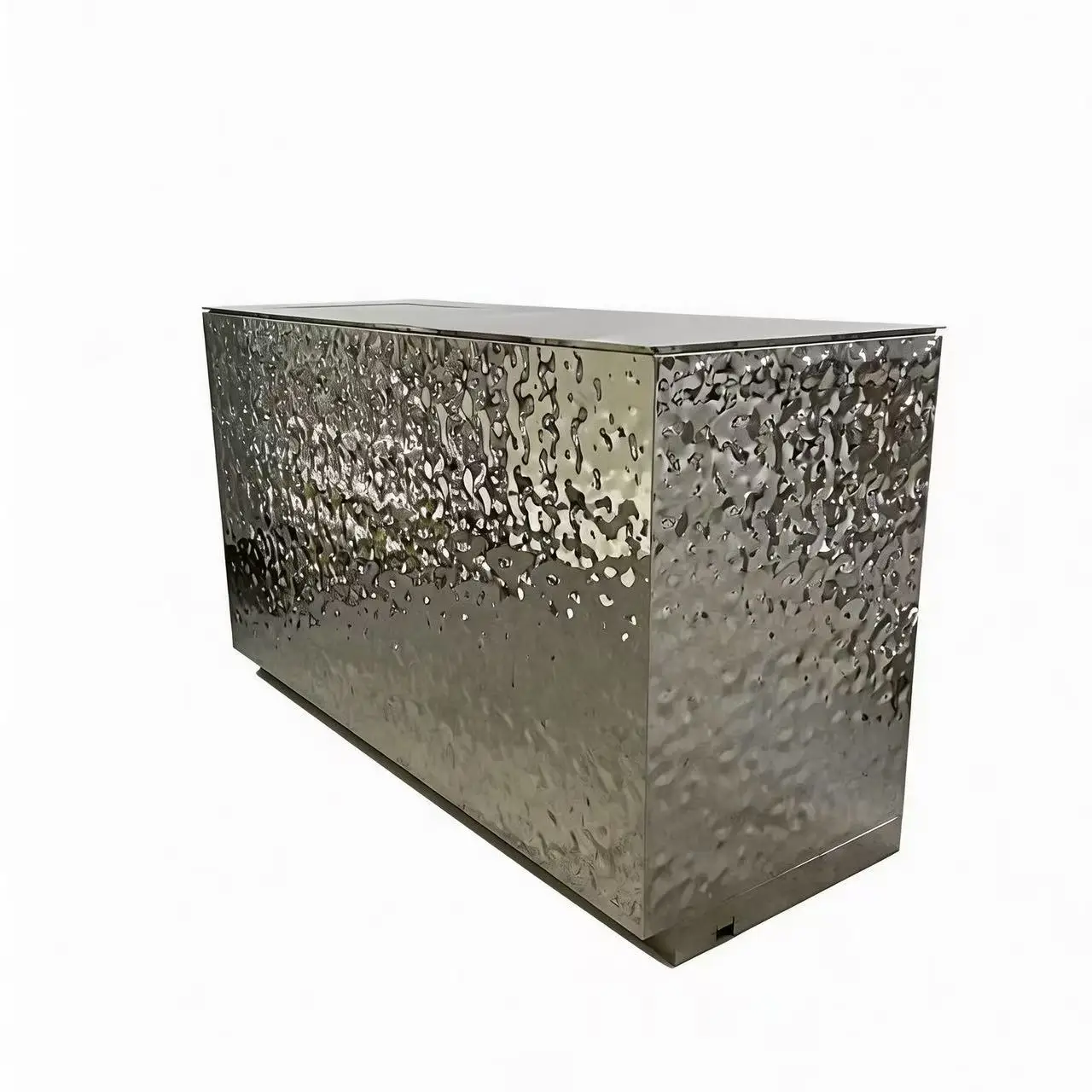 

jk-Customized Silver Stainless Steel Checkout Counter Reception Counter for Companies Garment Shop Clothing Stores Hotels&