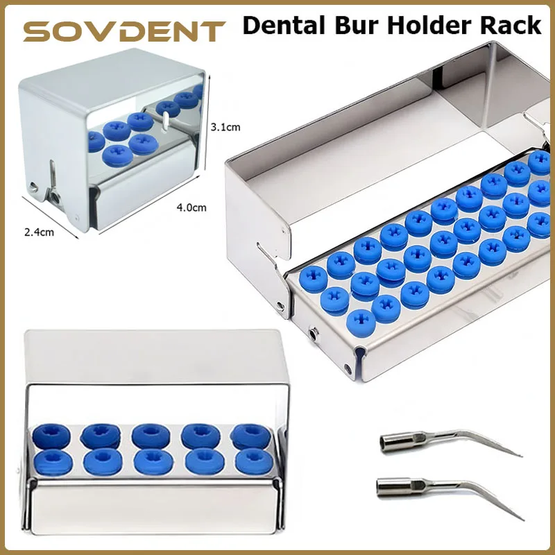6/8/10/12/30 Holes Dental Bur Holder Autoclave Sterilizer Case Endo File Disinfection Box Organizer Stainless Steel Lab Tool