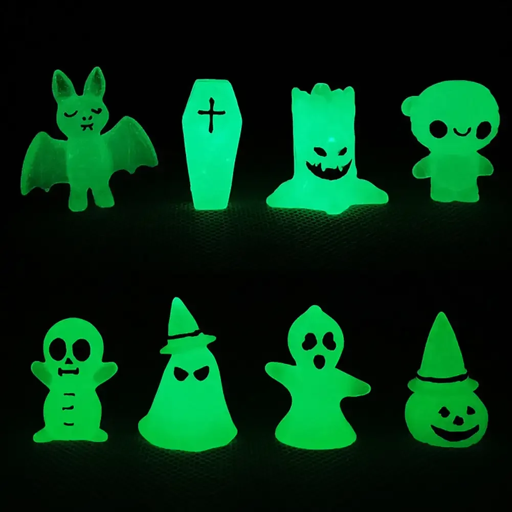 Mini figurine Shoous Glow in Dark, Halloween Glowing, Spooky Pumpkin Modules, Seton mesurost Micro, Cute Decoration, 4Pcs, Set
