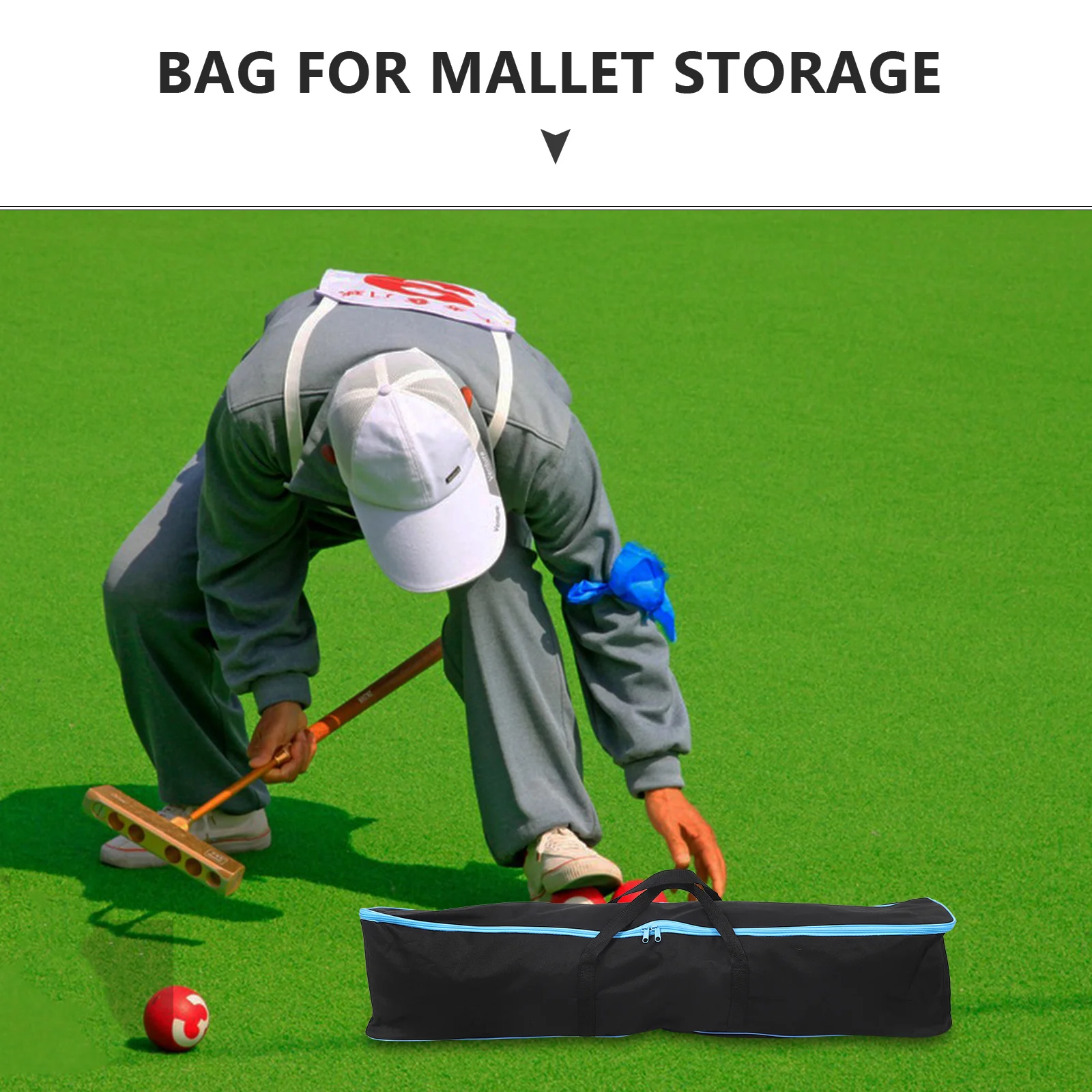 

Croquet Mallet Bag Oxford Cloth Wear-Resist Foldable Adjustable Strap Protection Organizer For Mallet Storage Croquet Stick Case