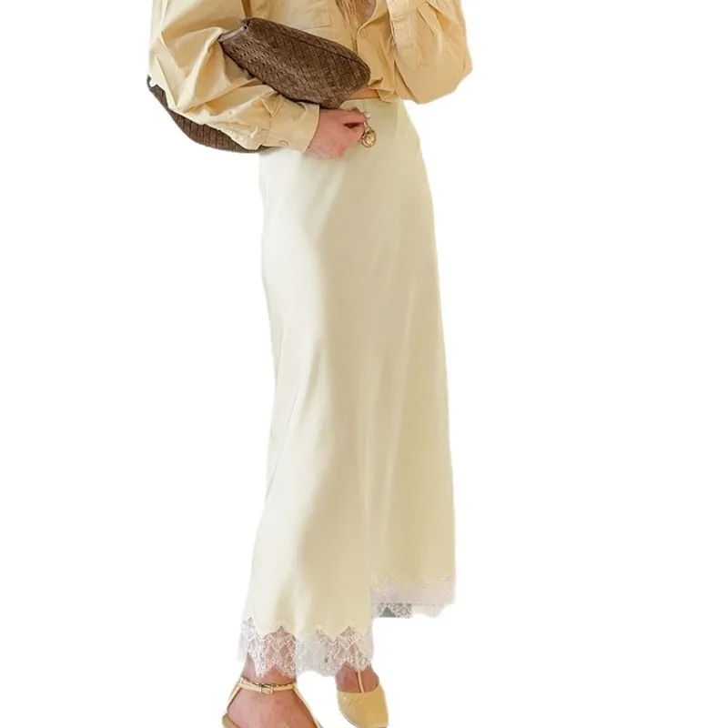 

Autumn clothes lace high waist long skirt