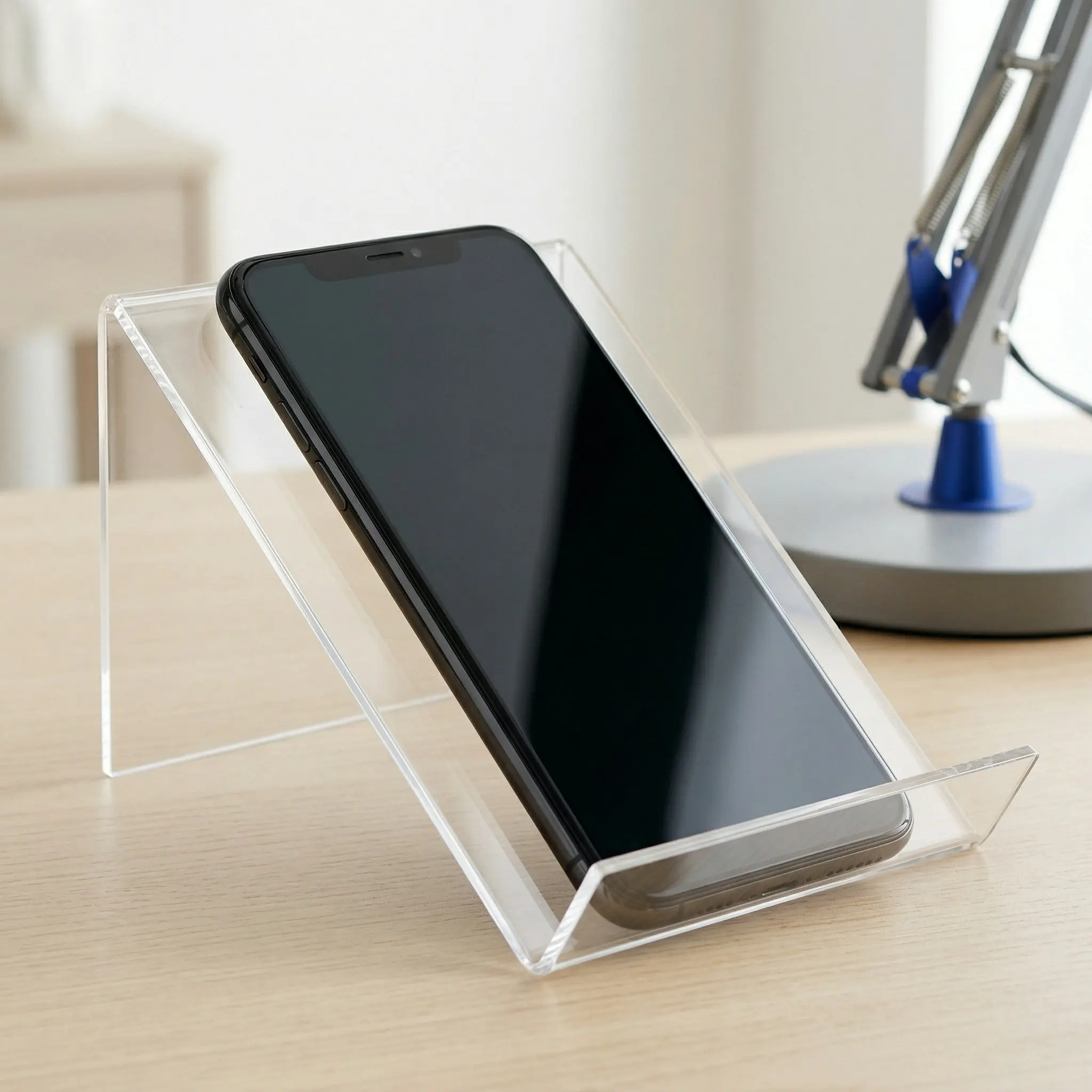 Transparent Acrylic Phone Holder for Desk High Stability Portable Phone Stand for Office Home Travel Display Dock Cradle