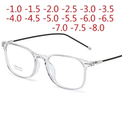 Square Finished Myopia Glasses Round Women Men Metal Thin Legs Short Sight Spectacles Prescription -0.5 -1.0 -1.5 -2.0 To -9.0