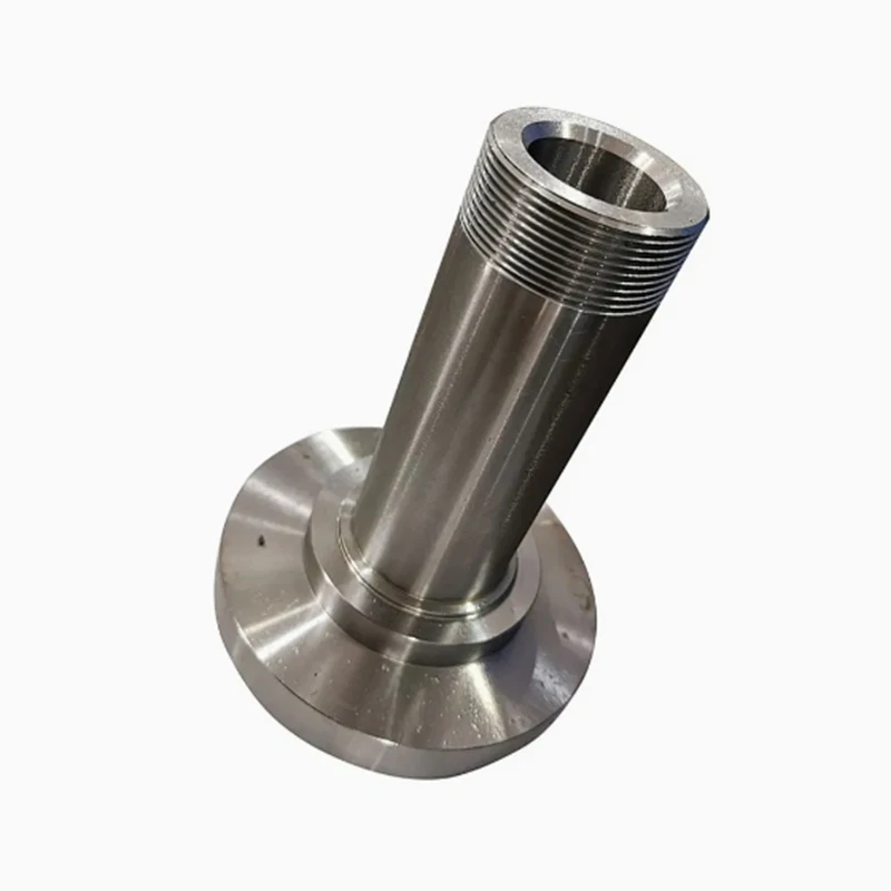 CNC Machining of Stainless Steel Precision Flanged shaft components with external threads made of stainless steel.