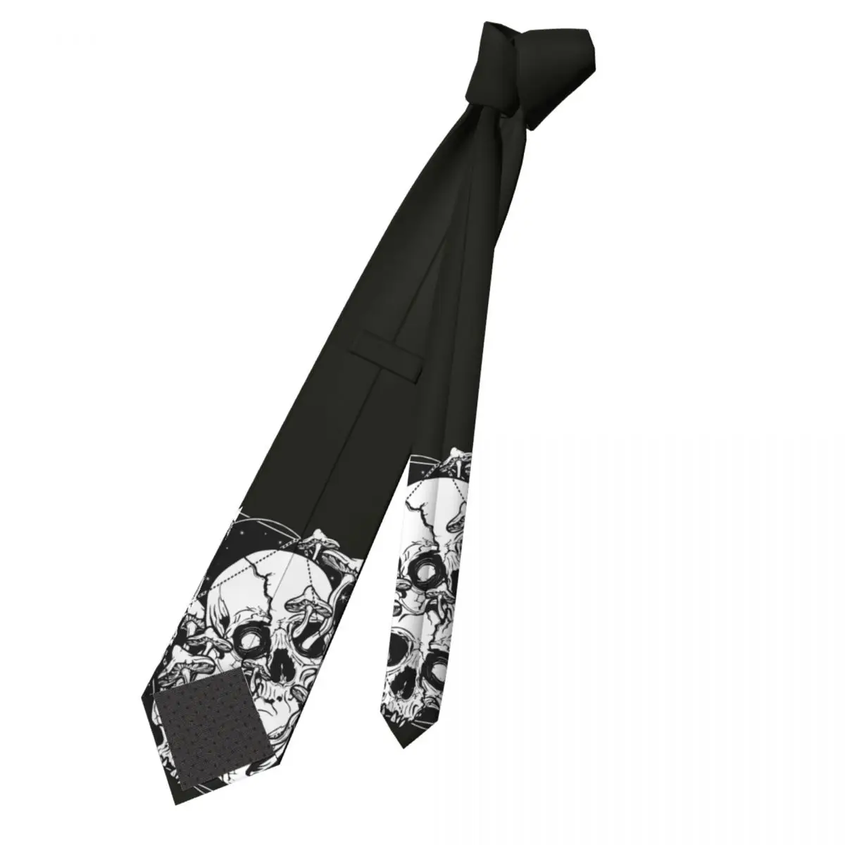 Overgrown Mushrooms Gone Skull Unisex Necktie Silk Polyester 8 cm Wide Death Gothic Neck Tie for Men Suits Accessories Cravat