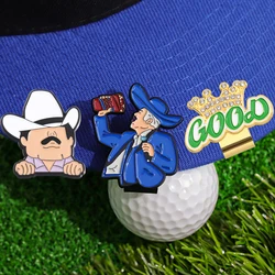 Cartoon Golf Cap Brooches Baseball Hat Metal Decorative Clips Creative Character Enamel Pins Backpack Lapel Badge for Friends