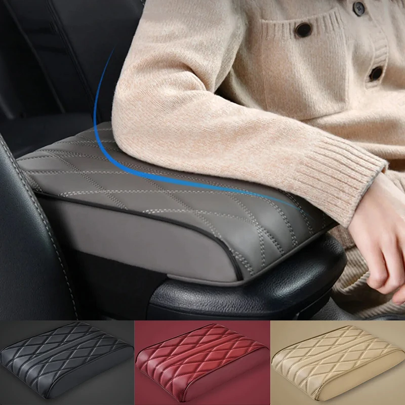 Car Armrest Box Universal Leather Memory Cotton Height Pad 5cm Thickened Auto Center Armrest Protective Cushion Support