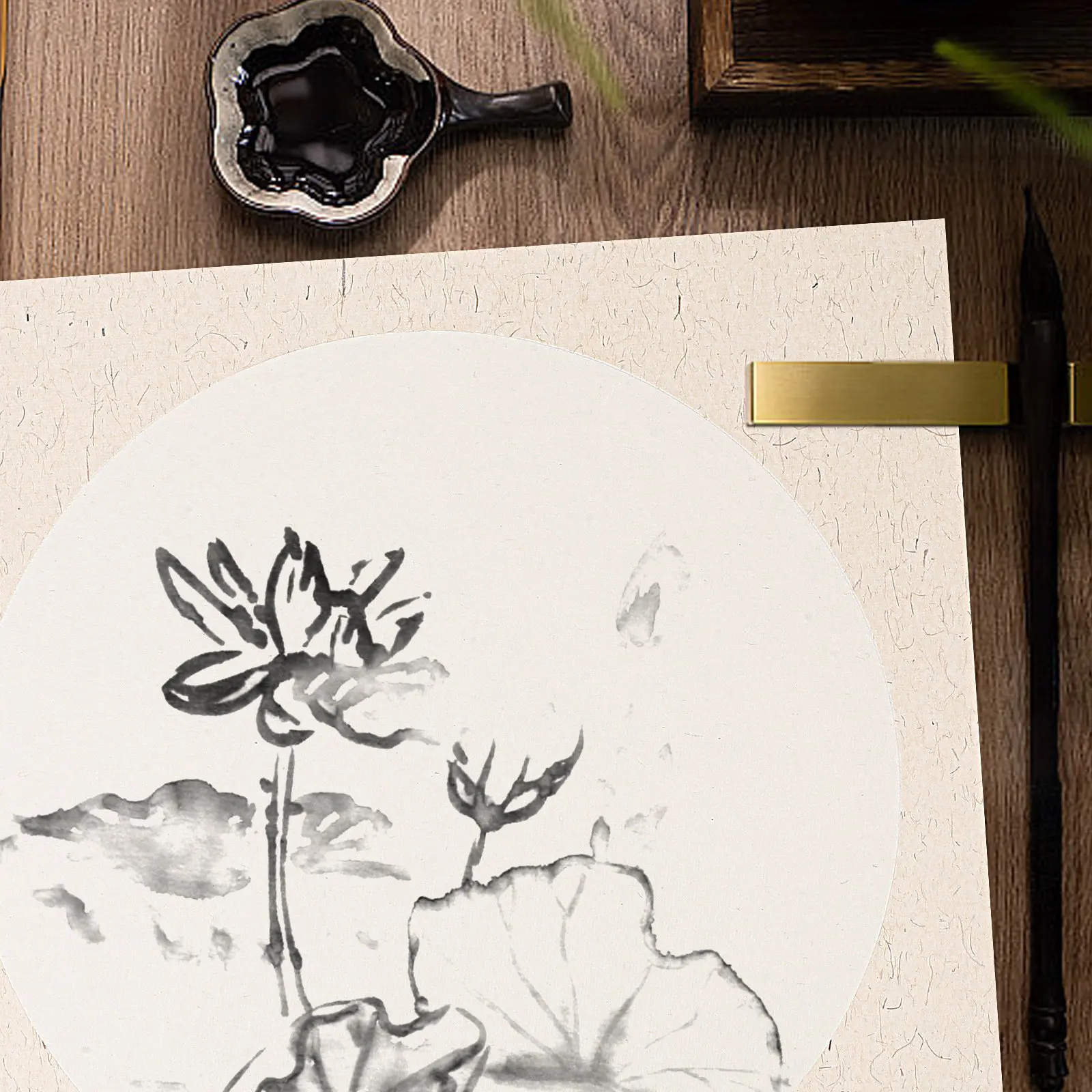 10Sheets Blank Circular Fan Rice Paper Premium Thickened Vintage Calligraphy Paper for Chinese Watercolor Painting Calligraphy