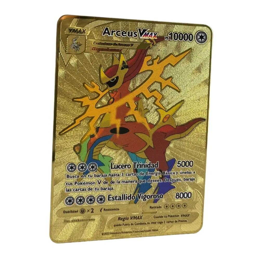 Spanish Pokemon card Gold metal Pokemon card Spanish hard iron card Super Dream Picachu gx Flame-breathing dragon vmax set game